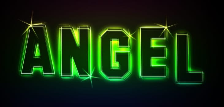 Angel as an illustration in neon light style