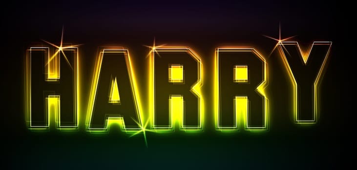 Harry as an illustration in neon light style