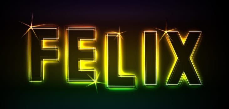 Felix as an illustration in neon light style