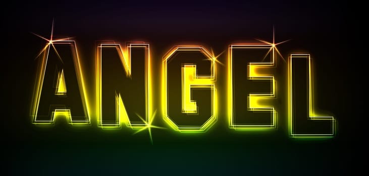 Angel as an illustration in neon light style