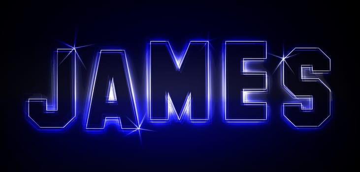 James as an illustration in neon light style