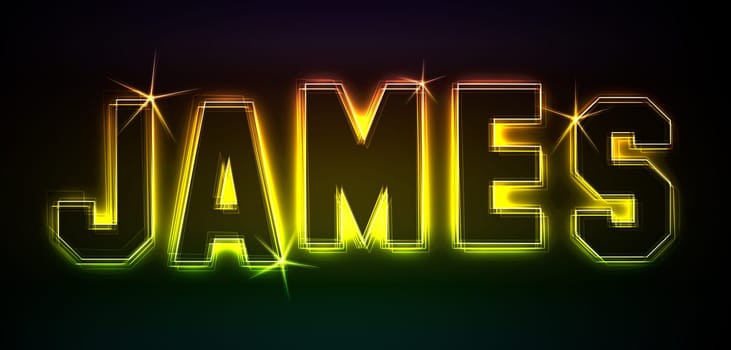 James as an illustration in neon light style