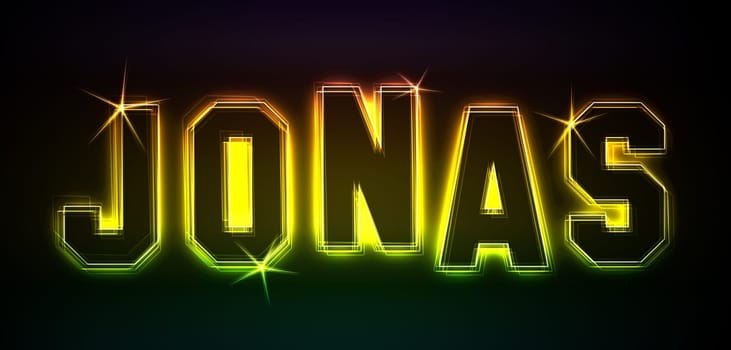 Jonas as an illustration in neon light style