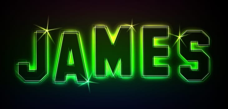 James as an illustration in neon light style