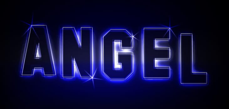 Angel as an illustration in neon light style