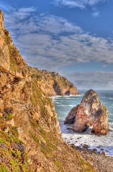 Rock cliffs by the sea (Cabo da Roca, Portugal)