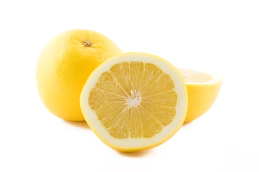 Fresh juicy white grapefruit isolated on white