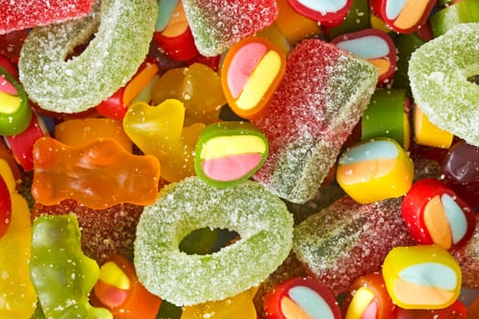 An assortment of colorful jelly and sugar sweets