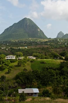 view of the famous Pitons in Saint Lucia, Caribbean (over 700m high)
