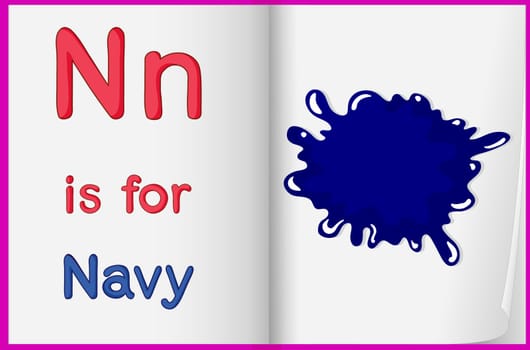 Illustration of the letter N in a book