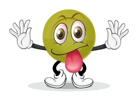 illustration of a dish with face on a white background