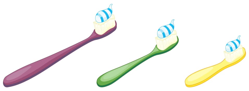 illustration of a tooth brush with paste on a white background