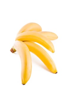 Bunch of five fresh bananas, fruits isolated on white