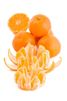 Fresh juicy tangerines in isolated on white background