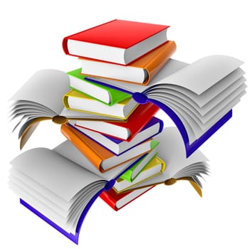 Group of open school books for education
