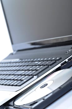 Laptop with open CD - DVD drive