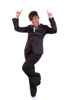 Successful African American business woman, isolated on white background