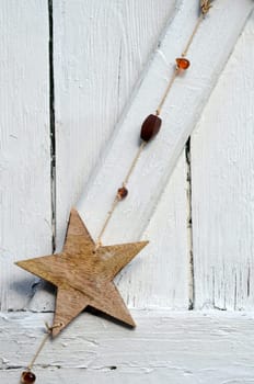 Christmas card with stars and wood frame in shabby style
