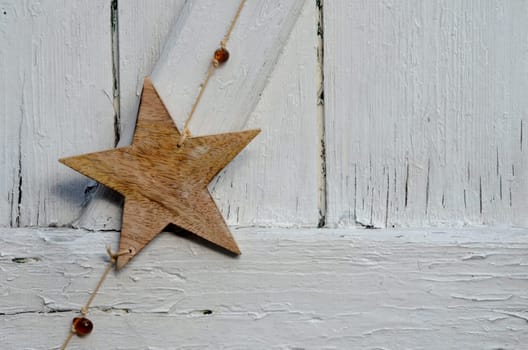 Christmas card with stars and wood frame in shabby style