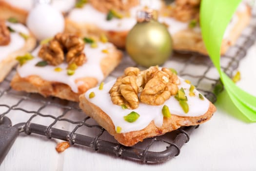 Christmas cookies with walnut and pistachio