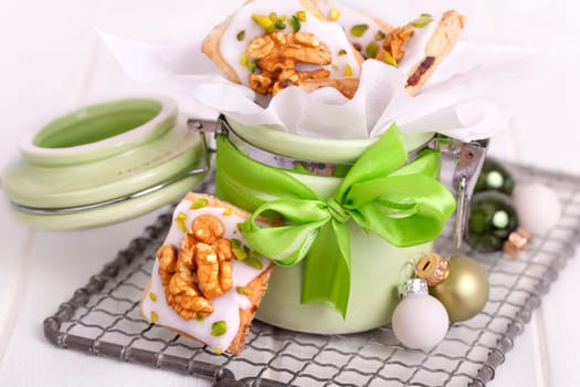 Christmas cookies with nuts and pistachios