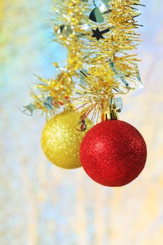 Christmas decorations on abstract background