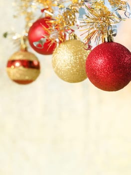 Christmas decorations on abstract background