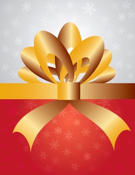 Christmas Snowflakes Gift Wrapping Background with Bows and Ribbons Illustration