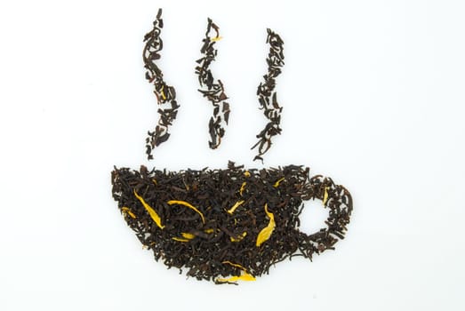 a cup of tea or coffe, made out of tea