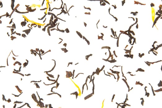black tea leaves isolated