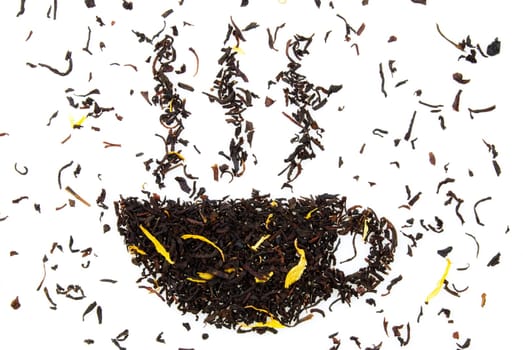 a cup of tea, made out of tea