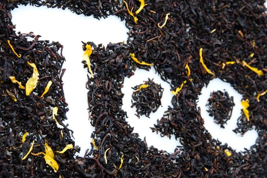 the word Tee is written in tea with white letters