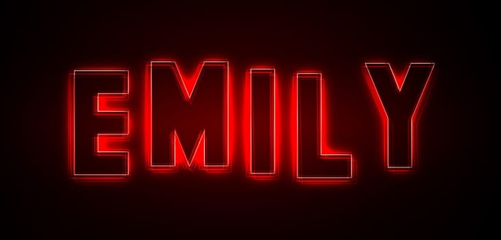 Emily as an illustration in neon light style