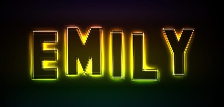 Emily as an illustration in neon light style