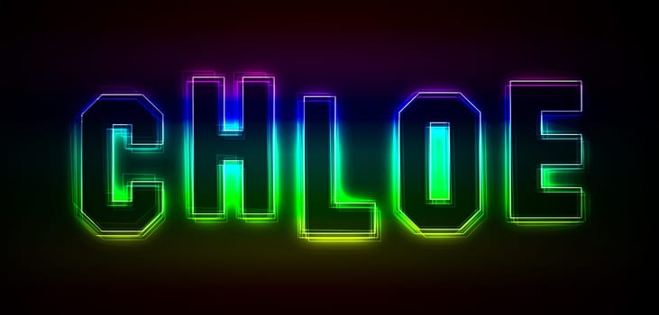 Chloe as an illustration in neon light style