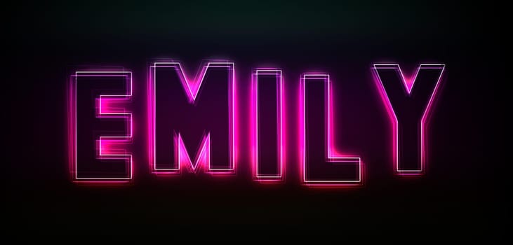 Emily as an illustration in neon light style