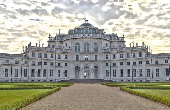 Facade of hunting Savoy residence of Stupinigi, near Turin, Italy