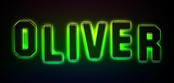 Oliver as an illustration in neon light style