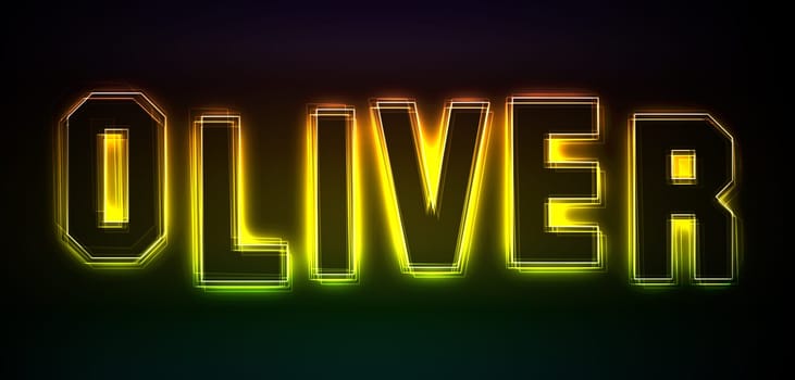 Oliver as an illustration in neon light style
