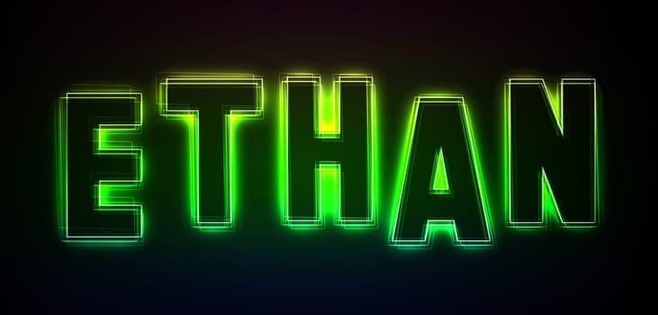 Ethan as an illustration in neon light style