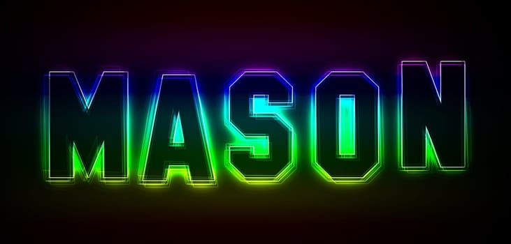 Mason as an illustration in neon light style