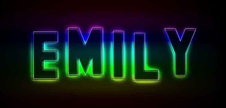 Emily as an illustration in neon light style