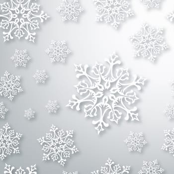 White Christmas snowflakes seamless pattern background. Vector illustration layered for easy manipulation and custom coloring.