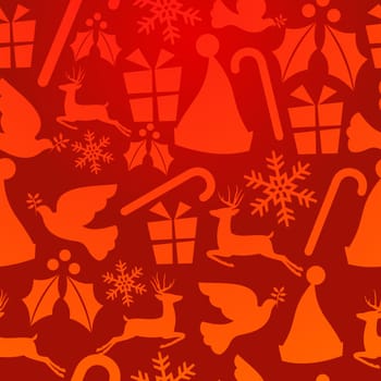 Red Christmas elements seamless pattern background. Vector illustration layered for easy manipulation and custom coloring.