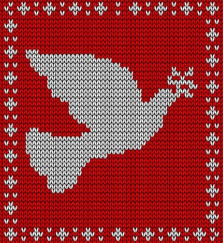 Vintage hand craft Xmas embroidery dove seamless pattern. Vector illustration layered for easy manipulation and custom coloring.