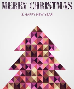 Contemporary multicolored mosaic Christmas and new year pine tree. Vector illustration layered for easy manipulation and custom coloring.