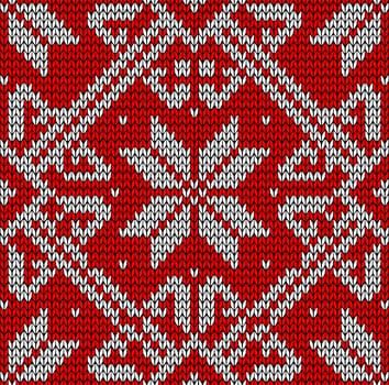 Vintage hand craft Xmas embroidery seamless pattern. Vector illustration layered for easy manipulation and custom coloring.