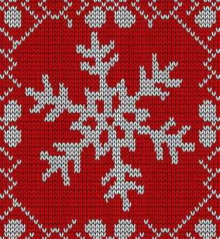 Vintage hand craft Xmas snowflake embroidery seamless pattern. Vector illustration layered for easy manipulation and custom coloring.