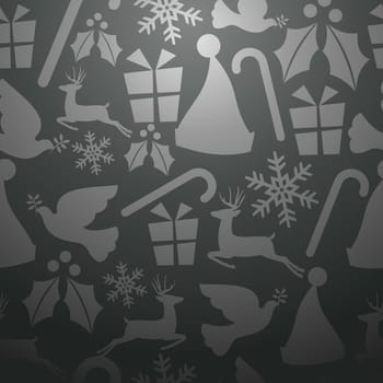 Monochrome Christmas elements seamless pattern. Vector illustration layered for easy manipulation and custom coloring.