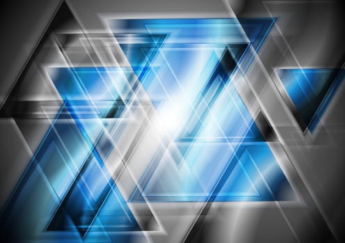 Grey and blue triangles. Vector background eps 10